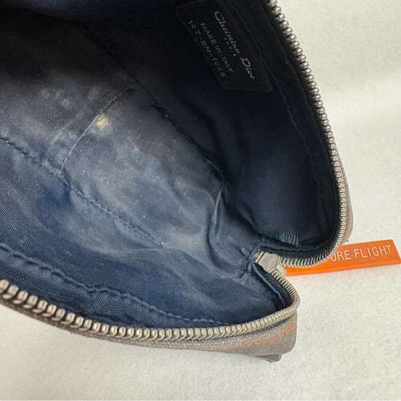 VTG CHRISTIAN DIOR Flight Zipper Small Denim Pouch Snap Pocket Blue Orange - Picture 8 of 16